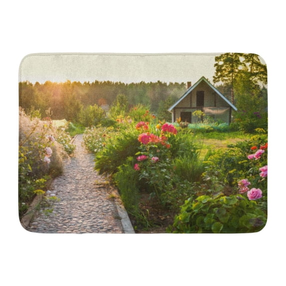 SIDONKU Green Landscape Road in The Beautiful Garden House Spring Summer Doormat Floor Rug Bath Mat 23.6x15.7 inch