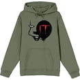 thumbnail image 5 of It Chapter 2 Enlarged Pennywise Face Adult Olive Long Sleeve Hoodie-3XL, 5 of 7