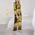 thumbnail image 3 of Hirioo Golden Glitter And Light for Women's Pajama Sets 2 Piece Pjs Women's Long-Sleeved Pajama Set Button Down Sleepwear,S-XXL-Medium, 3 of 7