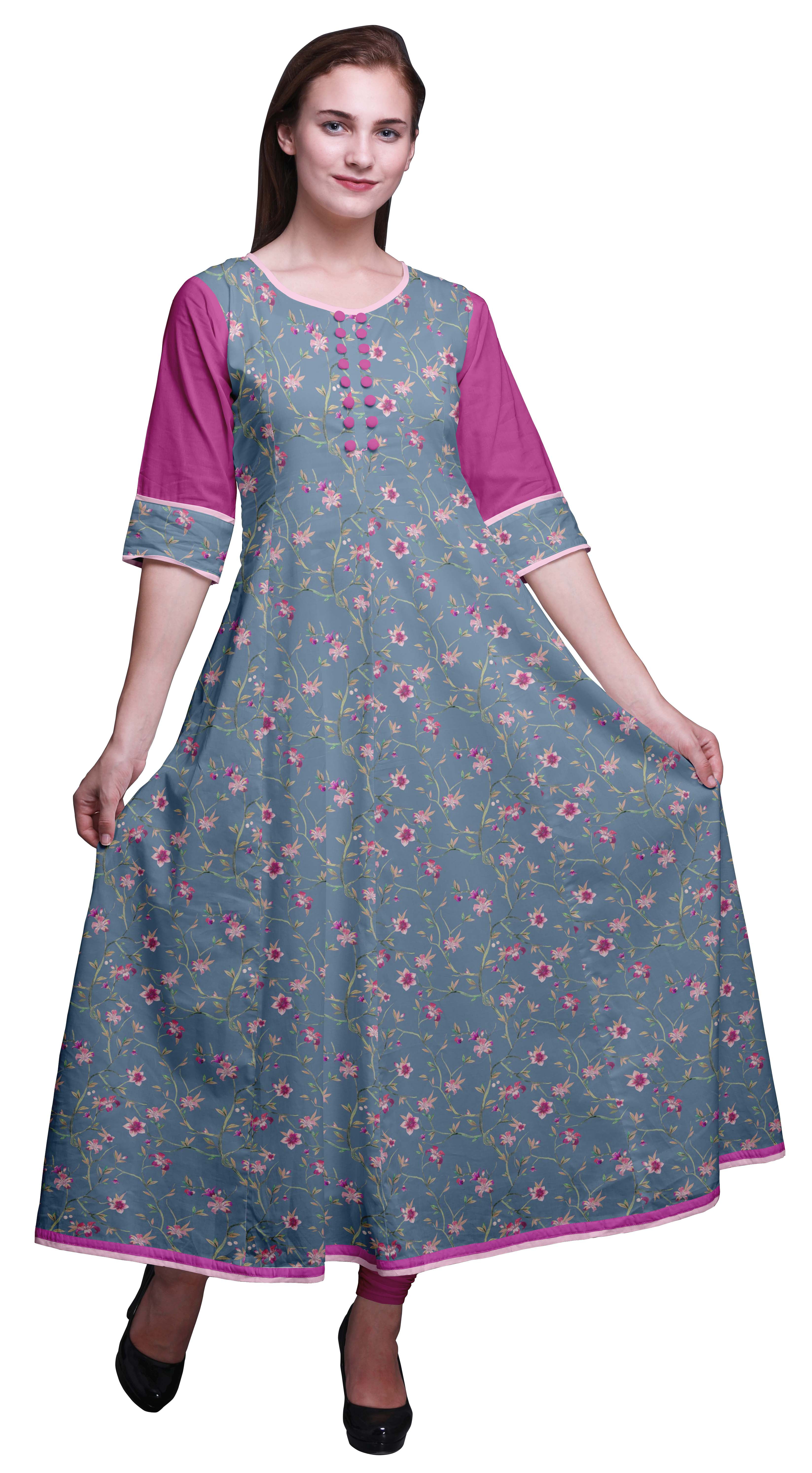 Details about   Pakistani Casual Wear Women's Cotton A-Line Kurta Solid 3/4 Sleeves Dress 