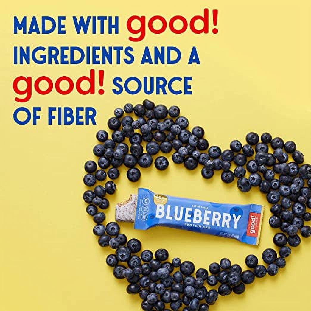 good! Snacks Vegan Protein Bars, Blueberry Bar, Gluten-Free, Plant-Based, Low Sugar, High Protein 15g Meal Replacement Bar, Kosher, Soy Free, Non Dairy, Non GMO, Vegetarian (12 Bars)
