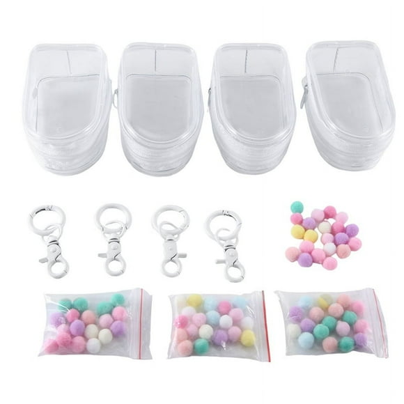 4PCS Jewelry Organizer Transparent Storage Box Pouch Box Keychain Bag Storage Case Thicken Wallet Cute Doll Bag, A