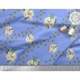 thumbnail image 3 of Soimoi Blue Cotton Duck Fabric Camellias & Ranunculus Floral Print Sewing Fabric Yard 56 Inch Wide, 3 of 3