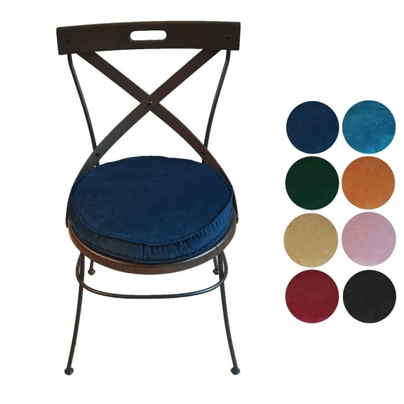 16in Round 3in  Thick Plush Velvet Seat Cushion for Bar Stool Portable Navy Blue