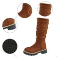thumbnail image 6 of Rokment Slouchy Platform Mid Calf Boots for Women Winter Spring Fashion Casual Suede Round Toe Side Zipper Wide Calf Dress Tall Boots Brown Size 7, 6 of 8