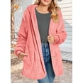 thumbnail image 5 of Warm Fleece Jackets for Women, Fuzzy Hooded Casual Coats Cardigan Sweaters Outerwear with Pockets Pink XL, 5 of 8