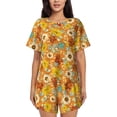 thumbnail image 1 of Balery Daisy maple fall Conjunto de Pijama para Mujer con Estampado, Dos Piezas de Manga Corta y Shorts, Ropa de Dormir Suave con Cuello Redondo y Bolsillos-Small, 1 of 6