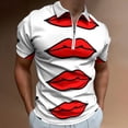thumbnail image 2 of Lips! Men Zipper T-shirt Summer Casual Short Sleeve T-shirt Top, 2 of 7