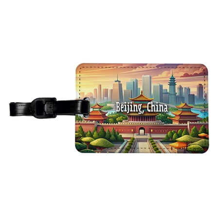 Beijing, China Travel City Country Stamp Faux Leather Travel Luggage Tag