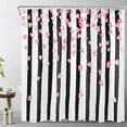 thumbnail image 2 of Black and White Striped Shower Curtain for Bathroom Modern Abstract Vertical Stripe and Pink Heart Shower Curtain with 12 Hooks Valentine''s Day Bathroom Curtains Shower Set 72x72 Inch, 2 of 4
