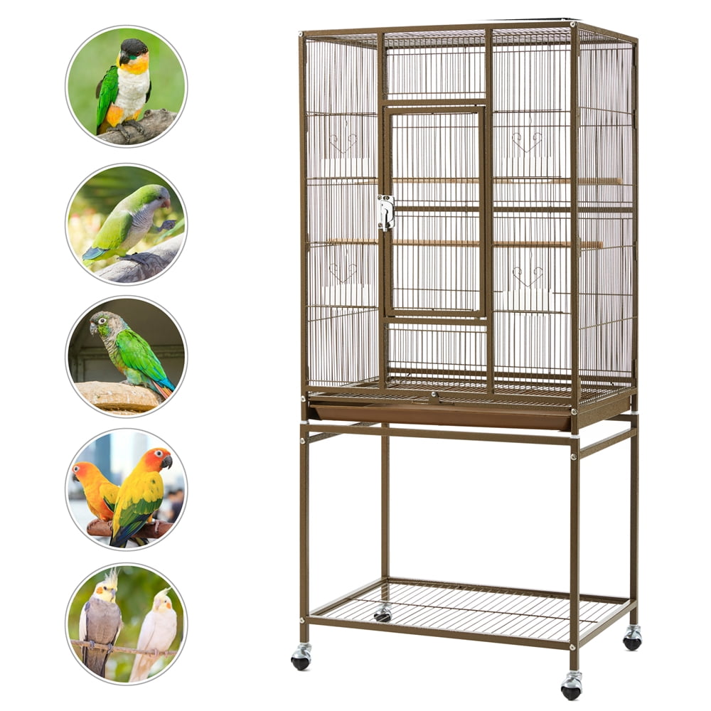Alden Design 54" Metal Rolling Bird Cage with Detachable Stand, Palmer Green