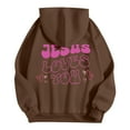 thumbnail image 4 of WEAIXIMIUNG Robe Chandail en Molleton pour Femmes Manches Courtes Sweat à Capuche Graphique Lettres Surdimensionné Pull Décontracté Manches Longues avec Poches, 4 of 6
