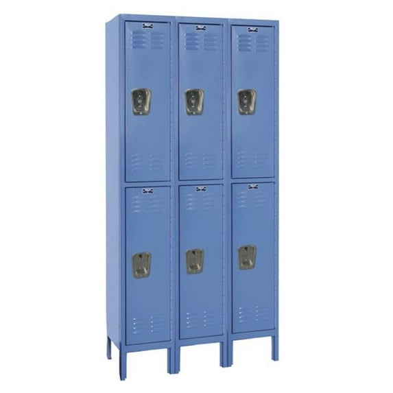 Hallowell U3228-2A-MB Hallowell Premium Locker, 36 in. W x 12 in. D x 78 in. H, 707 Marine Blue, Double Tier, 3-Wide, Assembled