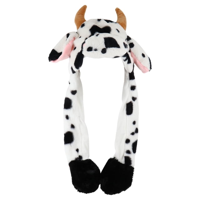 KAKOWELY Sombrero de vaca con orejas móviles, novedoso sombrero de peluche, cómodo y encantador sombrero de peluche.