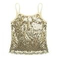thumbnail image 3 of Alvivi Kids Girls Sparkle Sequin Dance Tops Sleeveless Camisole Cheer Jazz Performance Vest Tank Shirt Gold 10, 3 of 7