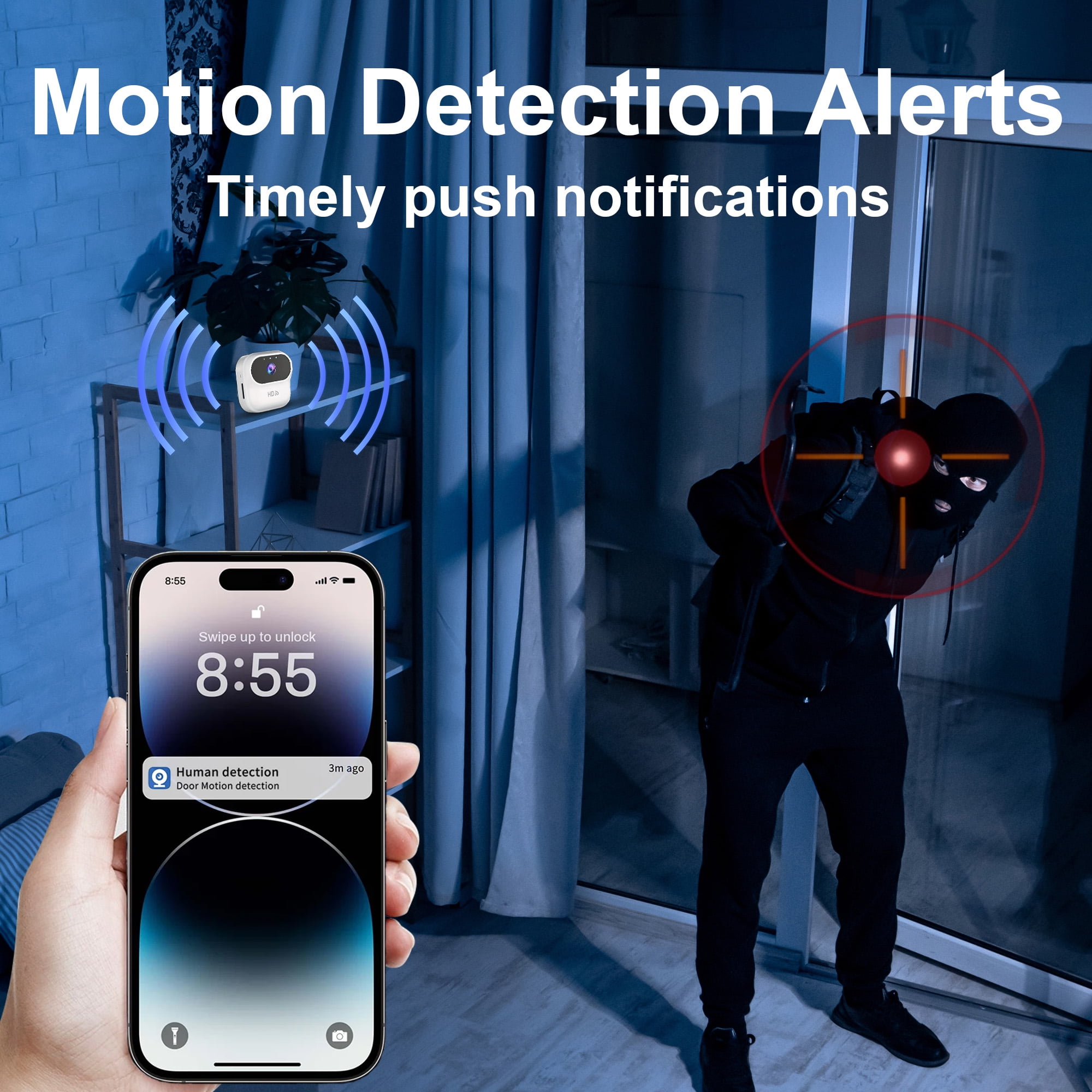 Ourlife 2K WiFi Security Cameras Indoor, Wireless Hidden Spy Camera with Motion Detection and Night Vision, Mini Nanny Cam for Home, 2 Pack, White