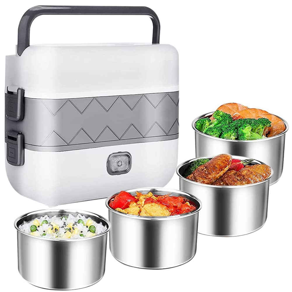 Jahy2Tech Portable Electric Lunch Box 60W Heating 1.8L Leak-Proof Design Mini  Crock Pot Crockpot Lunch Warmer 