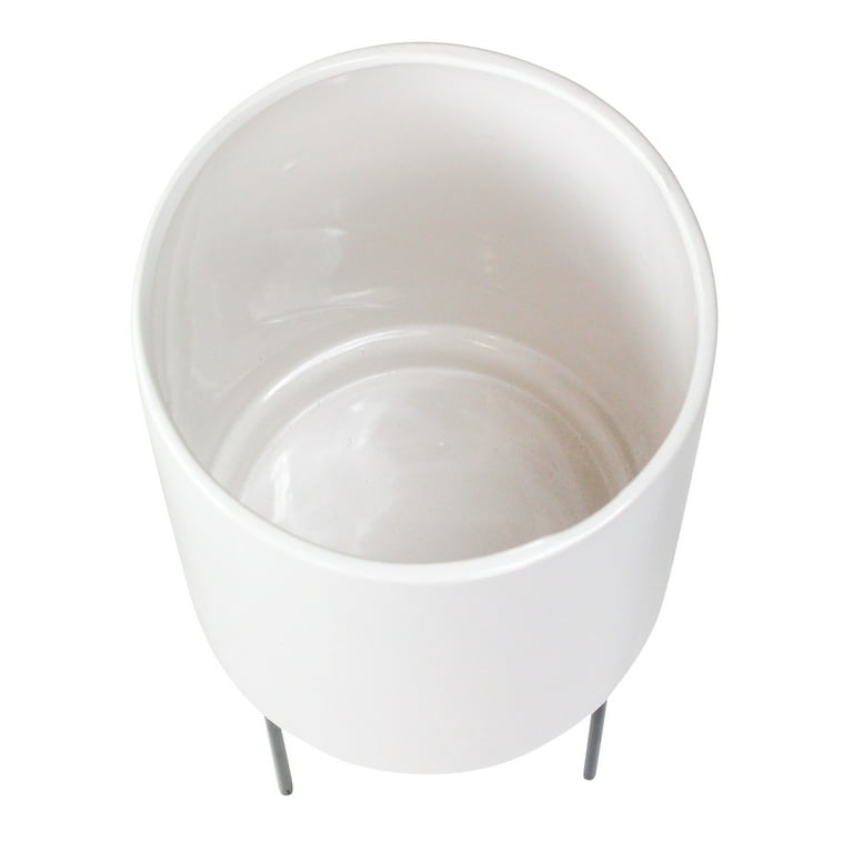 Jemina Mid Century Ceramic Planter - White