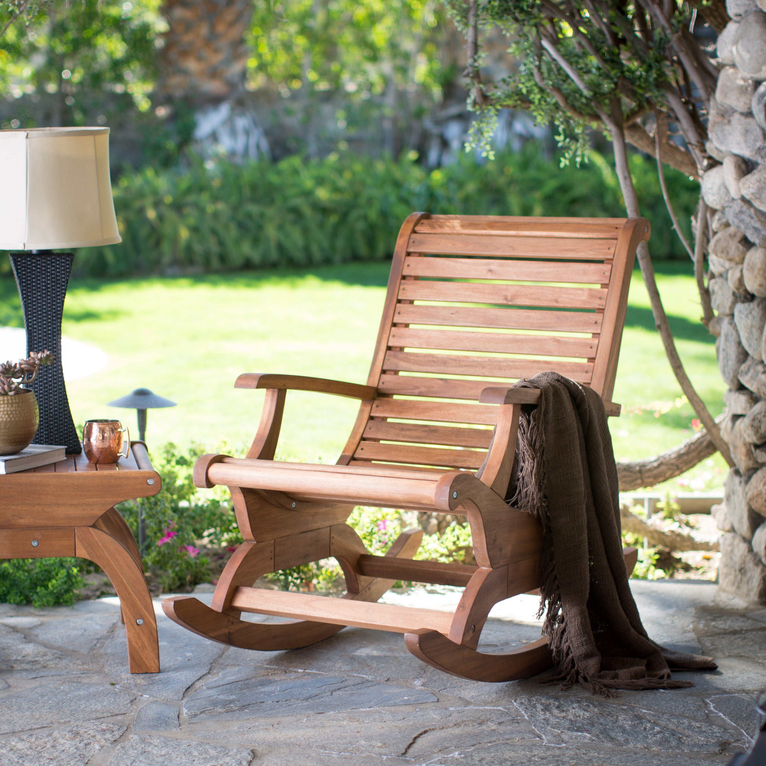 Belham Living Avondale Oversized Outdoor Rocking Chair Natural
