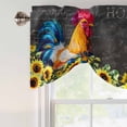 thumbnail image 4 of Farmhouse Rooster Tie Up Valance Curtains for Windows, Kitchen Curtains Window Treatments, Black Retro Botanical Sunflower Floral Short Window Shades Valances for Bedroom Bathroom Cafe 54"x18", 4 of 8