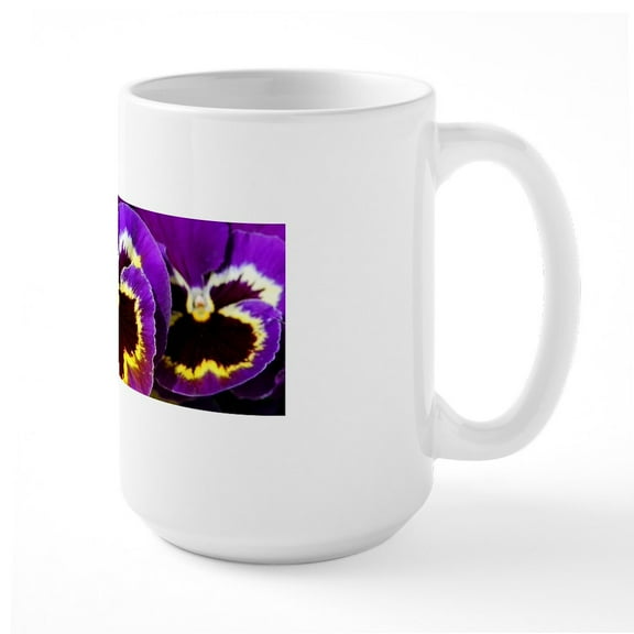 CafePress - Beautiful Purple Pansy Mugs - 15 oz Ceramic Large White Novelty Mug