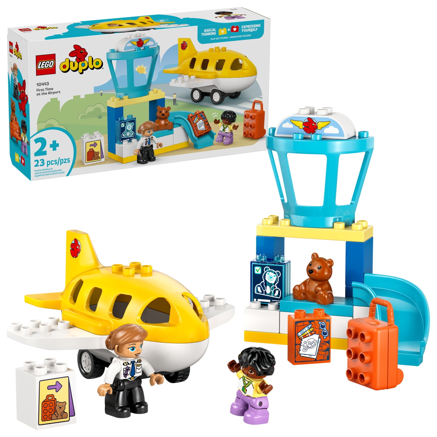 LEGO DUPLO Town First Time at the Airport Building Toy - Learning Play Set for Boys & Girls Ages 1.5+ - Little Ones Use Building Blocks to Explore Emotions - Toddler Gift Idea for Birthdays - 10443
