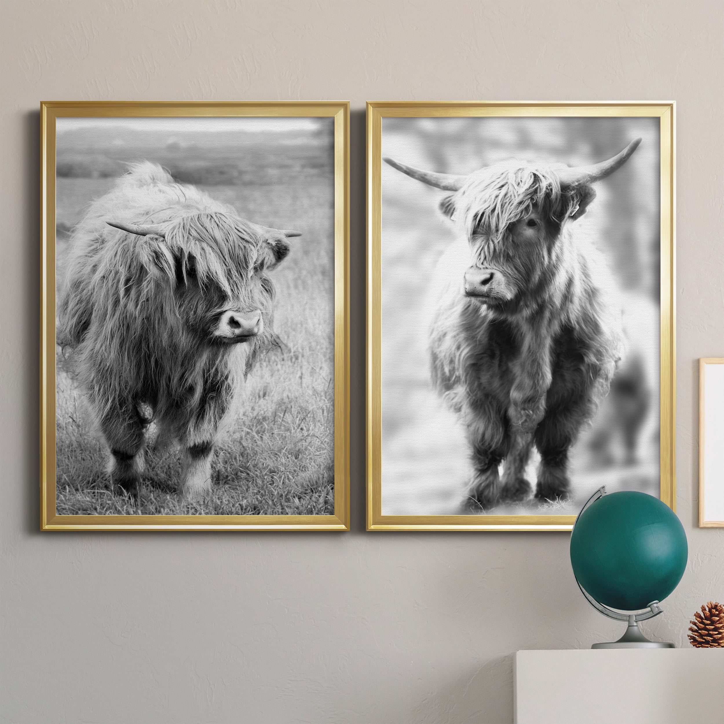 2 Piece Set Gretna Green Highland Premium Framed Canvas - Ready to Hang - 26.5 x 36.5 Each - Gold Frame