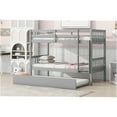 thumbnail image 6 of JERFIT Grey 3-in-1 Convertible Bunk Bed with Trundle, Twin Size Rubber Wood Loft Bed with Ladder, Guardrails, and Storage Space Saver, 6 of 10