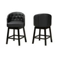thumbnail image 3 of Baxton Studio Theron Mid-Century Transitional Black Faux Leather and Espresso Brown Finished Wood 2-Piece Swivel Counter, 3 of 7