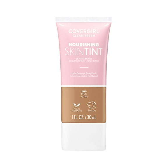 COVERGIRL Clean Fresh Nourishing Skin Tint, Dewy Finish, Rich, 1 fl oz (Packaging May Vary)