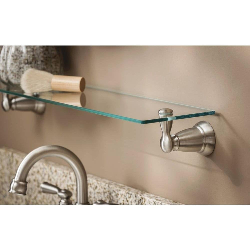 Banbury 5-4/25 in. L x 3 in. H x 22-3/4 in. W Wall-Mount Clear Glass Shelf in Brushed Nickel
