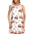 thumbnail image 1 of Balery Tractor With Farm Animals Vestidos de verano para mujer con estampado: vestido holgado sin mangas, vestido playero informal y cómodo para días calurosos., 1 of 7