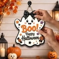 thumbnail image 4 of Wood Ghost Door Hanger with Bow - Halloween Porch Hanging Sign - Fall Wall Decor for Home Entryway Mantel Window - Cute Ghost Decoration with Jute Rope - 1 Pack, 4 of 6