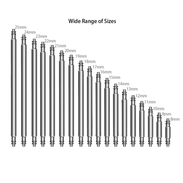 360pcs Stainless Steel Watch Band Strap Link Pin Double Flange Spring Bars in 18 Different Sizes - 8mm-25mm (Silver)