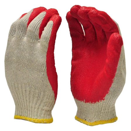 300 Pairs String Knit Red Palm Latex Dipped Work Gloves, Made in Korea