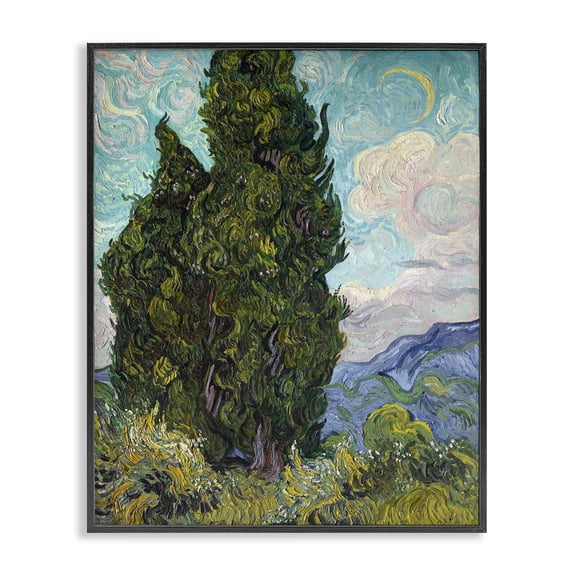 Stupell Industries French Country Cypresses, 1889 Classical Black Framed Giclee Art, 11 x 14, by Vincent Van Gogh