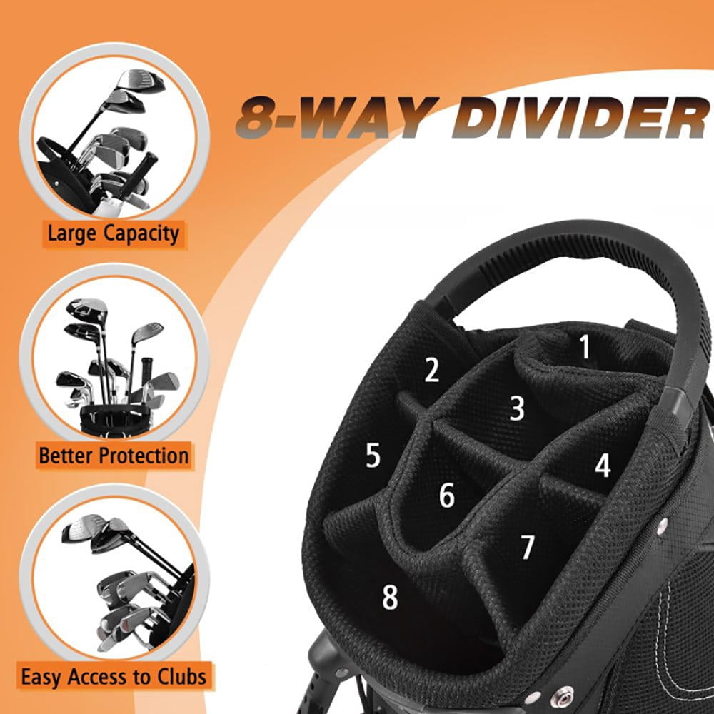 Aimee Lii 9 Inch Golf Stand Bag Divider Carry Pockets Storage, Outdoor Exercise for Sports Lovers