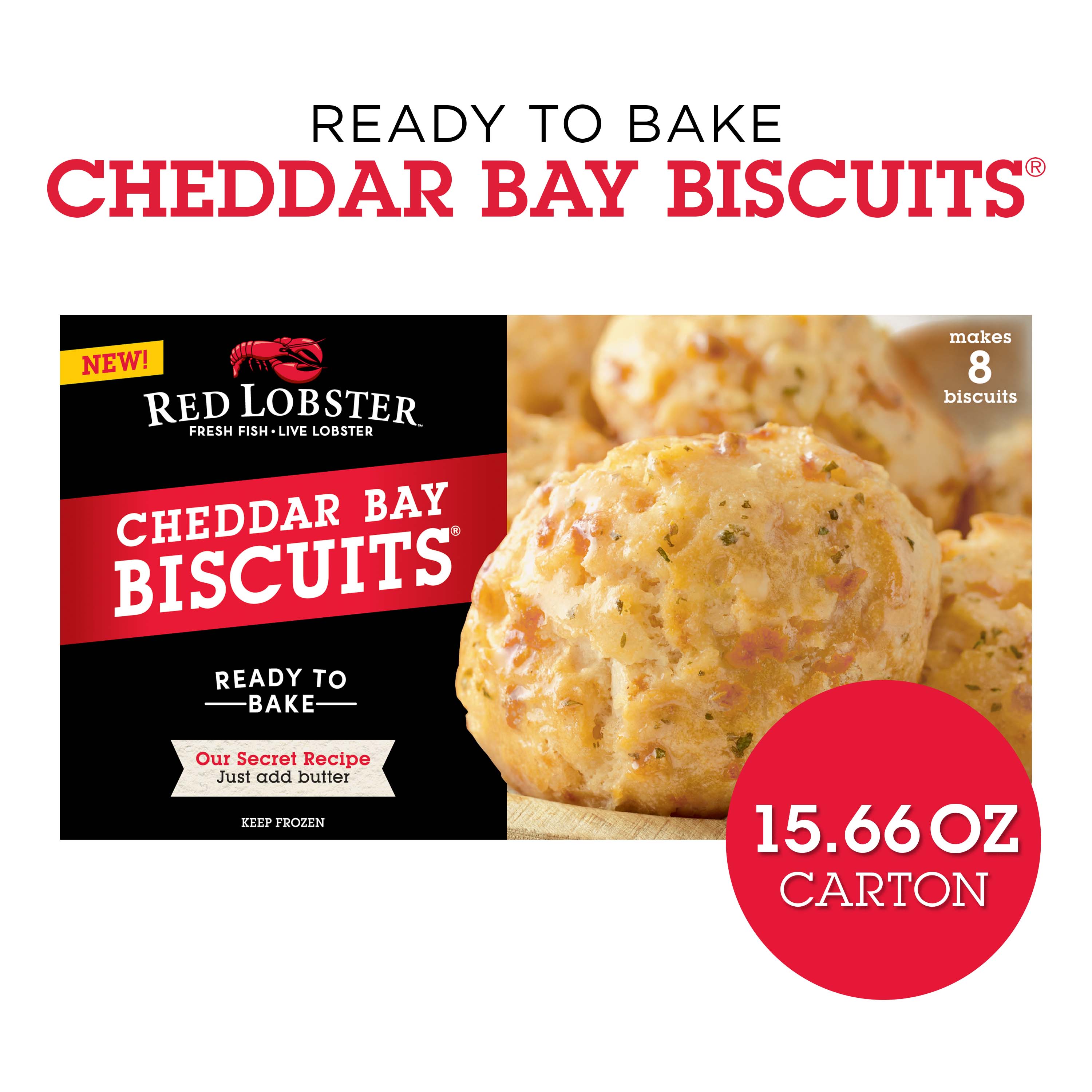 Red Lobster Cheddar Bay Frozen Biscuits, Ready to Bake, Makes 8 Biscuits, 15.66 oz Box - image 2 of 7