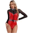 thumbnail image 4 of Disfraz de piloto de carreras de velocidad para mujer, disfraz de cosplay de malla transparente con cremallera y cinturón de charol, para Halloween y carnaval, 4 of 5