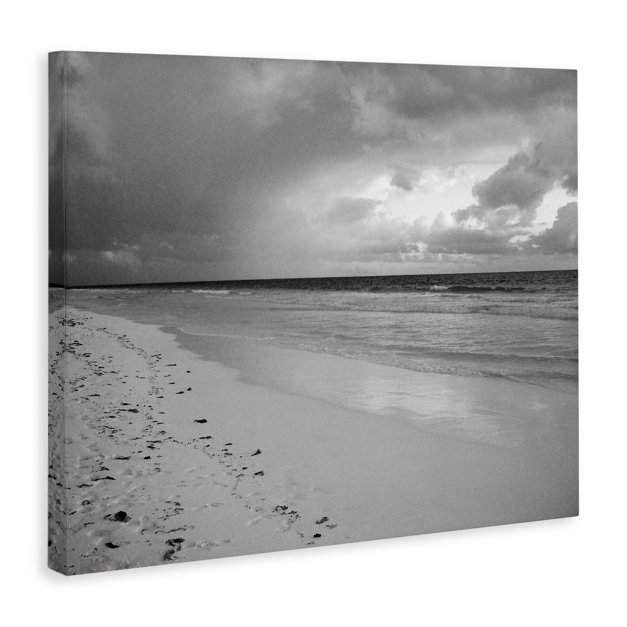 Stupell Industries Beach Shore with Footprints Coastal Photography Gallery Wrapped Canvas Art Print Wall Art, 20 x 16