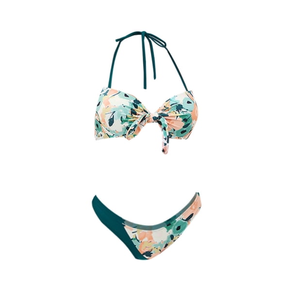 Gibobby Bañador de Bikini Traje de baño de dos piezas con estampado de verano para mujer Traje de baño sexy sin espalda Bikini Sling(A,M)