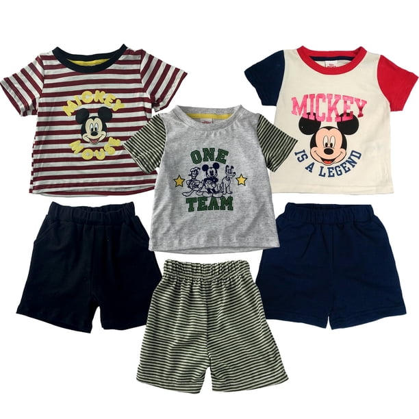 Kit 3 Conjuntos algodón Disney Mikcey Mouse Disney Playeras y Polos para Niños