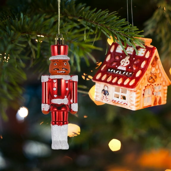 LOLIPPYY 3-Piece Red Plastic Nutcracker Soldier Ornaments for Christmas Tree Decoration, 5.1 x 1.6 x 0.8 Inches