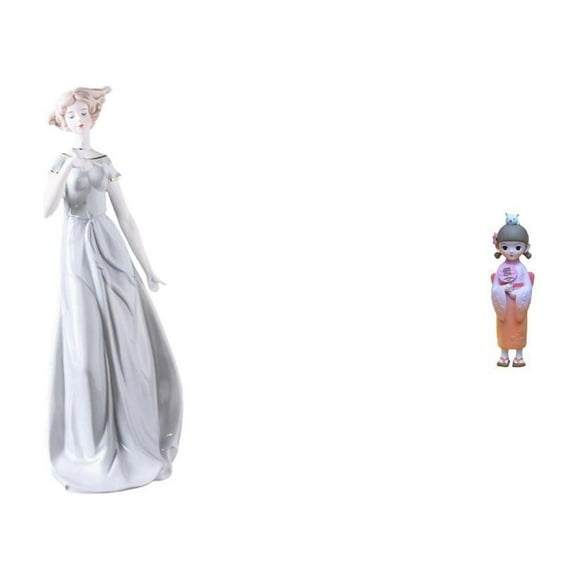 Figura De Porcelana De Una Dama, Estatua Moderna De Una Chica Nórdica Con Kimono Japonés, Muñeca Geisha, Adorno De Resina Para Estantería, Escritorio O Dormitorio.