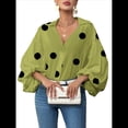 thumbnail image 3 of Blusa Holgada de Larga con Cuello Semiabierto y Lunares Franceses para Mujer Verde Matcha XXL, 3 of 10