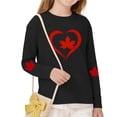 thumbnail image 4 of JUSLIO Girls Shirts Cotton Soft Breathable Long Sleeve Shirts,Red Heart Maple Leaf Print Unisex Boys Girls Black Shirts, 4 of 8