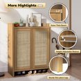 thumbnail image 6 of Luban Nese Boho Rattan Shoe Storage Cabinet Wooden Freestanding 2 Doors, 6 of 7