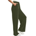 thumbnail image 2 of AherBiu Womens Pants High Waist Wide Leg Ribbed Knitted Trousers Trendy Fall Winter Solid Color Casual Pants with Pockets, 2 of 8