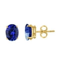 thumbnail image 4 of AoneJewelryOval Tanzanite Earrings for Women in 14k Yellow Gold ( 6x4 mm ) Prong-Setting, 4 of 4