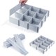 thumbnail image 1 of Organizador de cajones, (gris) 24 piezas divisores de cajones, ajustables, divisores de compartimentos de rejilla de cajón para ropa interior, calcetines, suministros de oficina, etc., 1 of 5